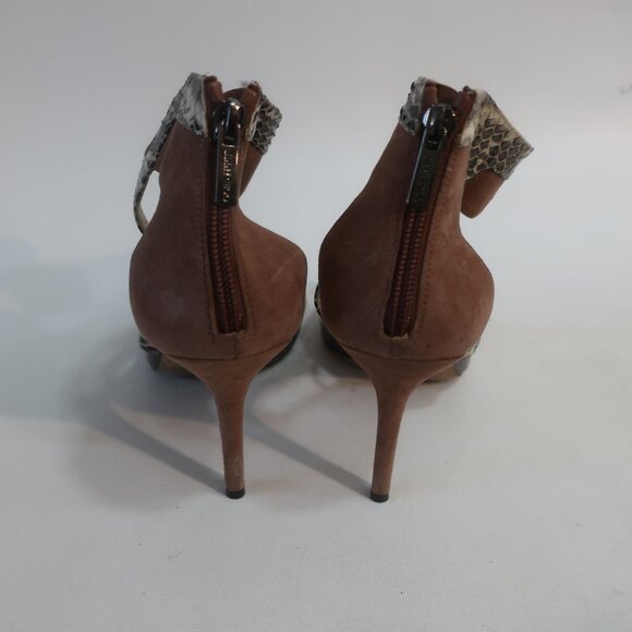 Authentic Jimmy Choo Pewter Python Suede Metallic Strap Ankle Zip Heels 39 US/9 - Picture 8 of 16